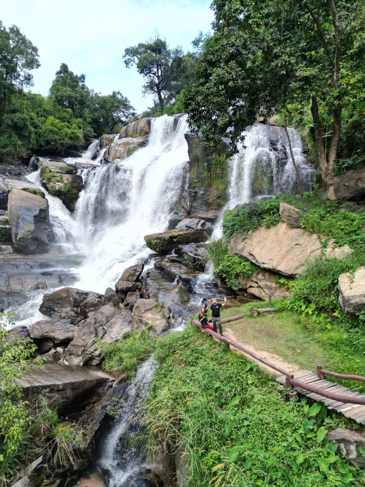 Waterfall stop near Doi Inthanon on the Mae Hong Son motorcycle loop