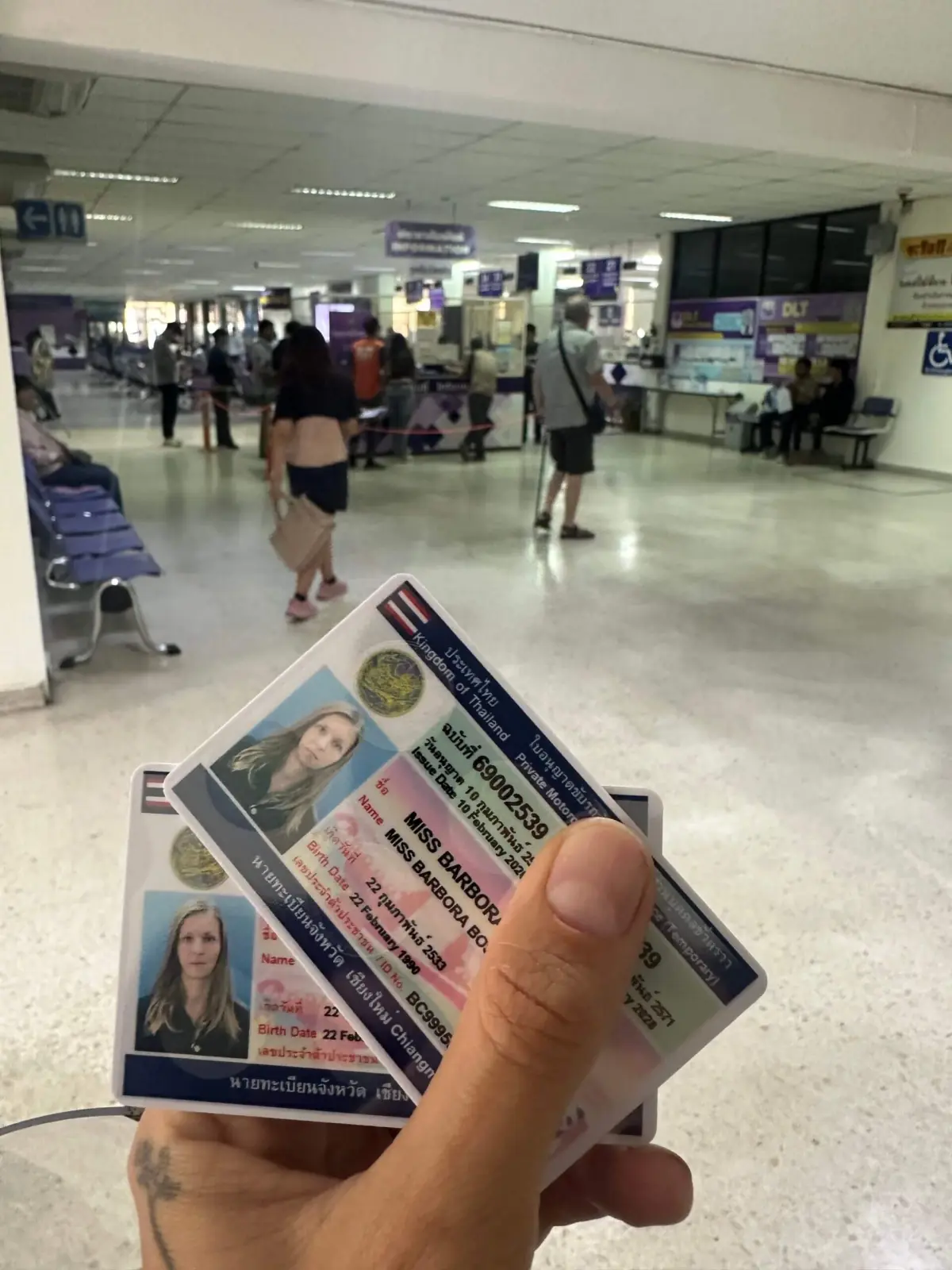 Thai motorcycle driving licence obtained at the Chiang Mai transport office