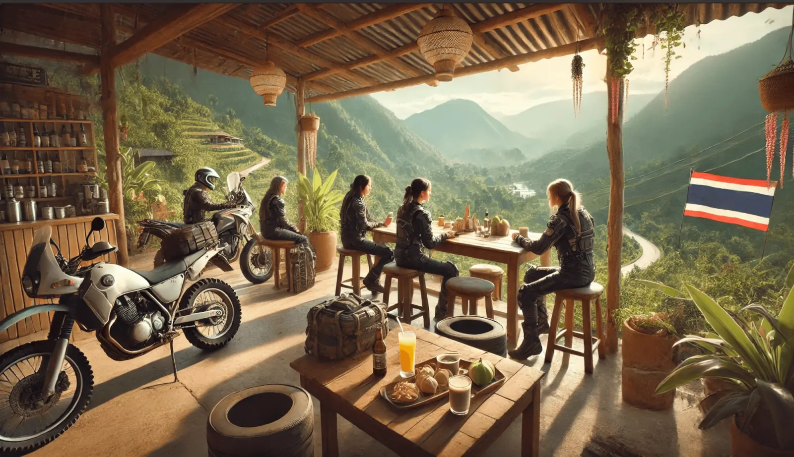 Café stop while riding in Northern Thailand