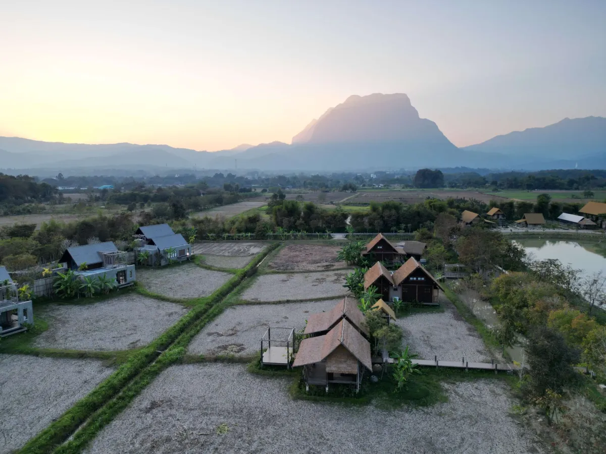 Sunrise over the mountains at a guided women's tour stay in Northern Thailand
