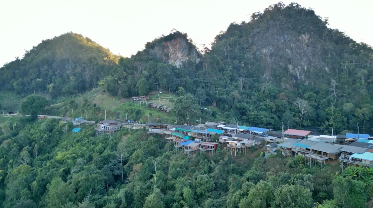 Hilltop village along the route of the women only tour in Thailand